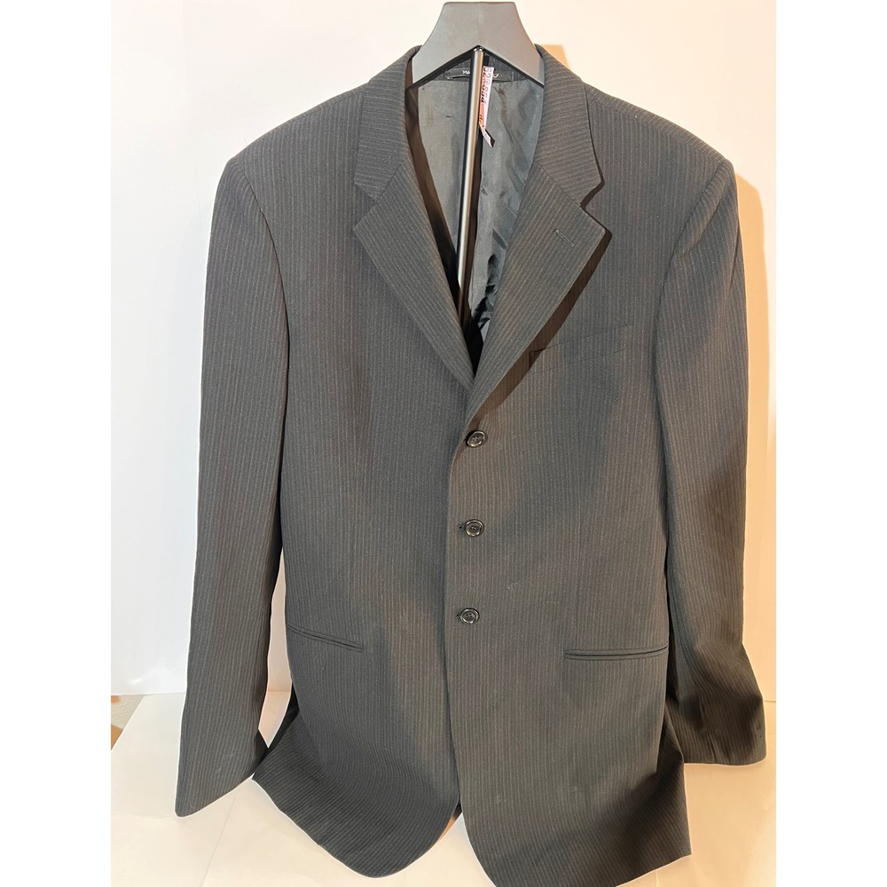 Vintage Armani‎ Collezioni Men's Black Pinstripe Blazer Jacket Made in Italy